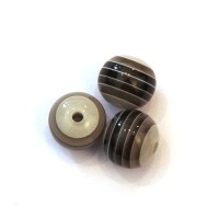 Perles rayées en acrylique noir et gris 10mm