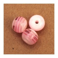 Perles rayées en acrylique rose 10mm