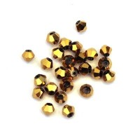 Perle toupie verre 4mm or doré x50