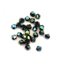 Perle toupie verre 4mm vert métallisé x50