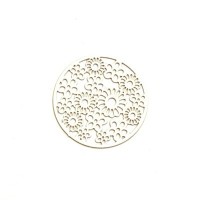 4 Estampes filigrane 20mm motif fleurs en métal laqué blanc