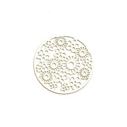 4 Estampes filigrane 20mm motif fleurs en métal laqué blanc