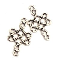 2 Breloques connecteur entrelacs vieil argent