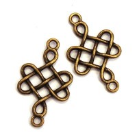 2 Breloques connecteur entrelacs bronze