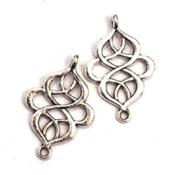 Breloque connecteur art nouveau argent x2