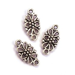 Perle breloque connecteur argent vieilli 16mm x6