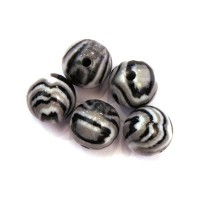 Perles acryliques 14mm noir et gris