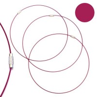 Tour de cou fil cable rose framboise
