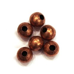 20 perles creuses rondes 8mm en métal cuivre
