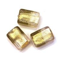 Perle feuille d’argent rectangle bicolore 20mm argent / kaki