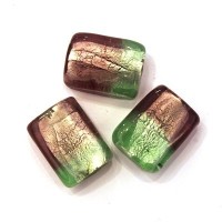 Perle feuille d’argent rectangle bicolore 20mm péridot / améthyste