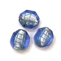 Perle feuille d’argent rectangle strié 14mm bleu clair