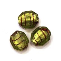 Perle feuille d’argent rectangle strié 14mm olivine