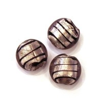 Perle feuille d’argent galet strié 15mm gris