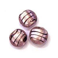 Perle feuille d’argent galet strié 15mm rose