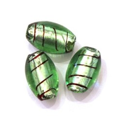 Perle feuille d’argent olive strié 18mm péridot