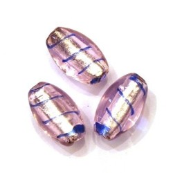 Perle feuille d’argent olive strié 18mm rose