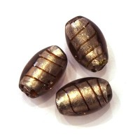 Perle feuille d’argent olive strié 18mm gris