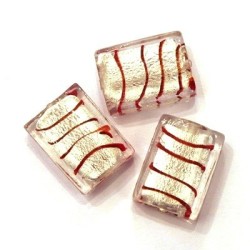 Perle feuille d’argent rectangle strié 20mm argent