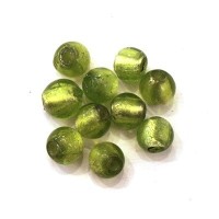 10 Perles en verre feuille d’argent 8mm olivine