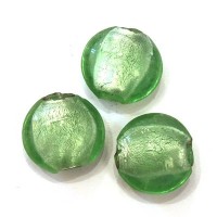 5 Perles feuille d’argent galet 20mm péridot