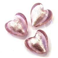Perle coeur feuille d’argent 22mm rose