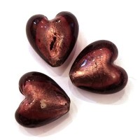 Perle coeur feuille d’argent 22mm améthyste