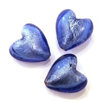 Perle coeur feuille d’argent 22mm saphir