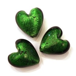 Perle feuille d’argent coeur 22mm vert
