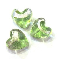 3 Perles coeur trait argent 20mm péridot