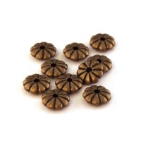 Perles intercalaires rondelle fleur bronze