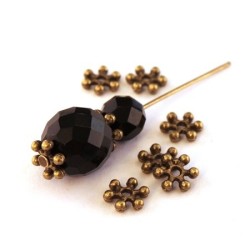 Perles rondelles flocon neige bronze