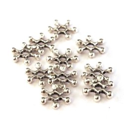 Perles intercalaires flocon neige vieil argent