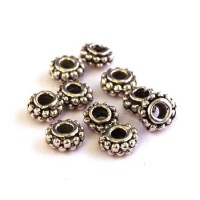 Perle intercalaire gros trou vieil argent