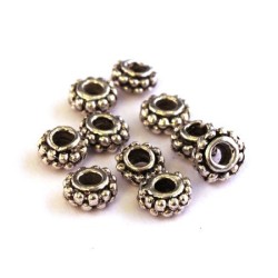 Perle intercalaire gros trou vieil argent