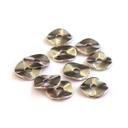 Perle intercalaire disque ondulée argent