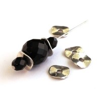 Perle rondelle disque ondulée argent