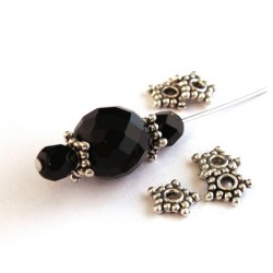 Perle rondelle étoile vieil argent