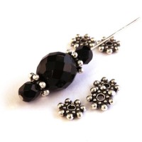 Perle rondelle roue à picots argent