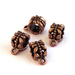 Perles attache breloque à gros trou cuivre x4