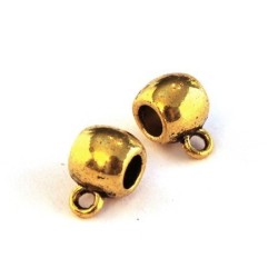 Perles attache breloque tonneau doré x2