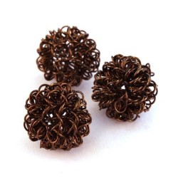 Perle boule en fil 18mm chocolat