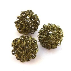 Perle boule en fil olivine 18mm