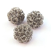 Perle boule en fil gris 18mm