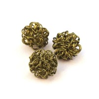 Perle boule en fil olivine 12mm