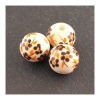 perle céramique à fleurs marron