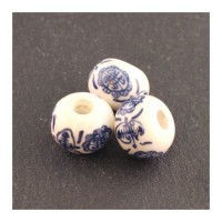 perle céramique motif chinois bleu