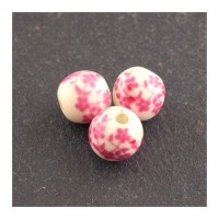 perle céramique fleurie rose 8mm