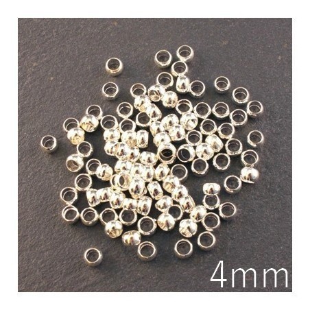 Lot de 100 cache-perles à écraser plaqué argent véritable 4 mm