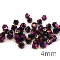Perle toupie verre 4mm violet métallisé x50